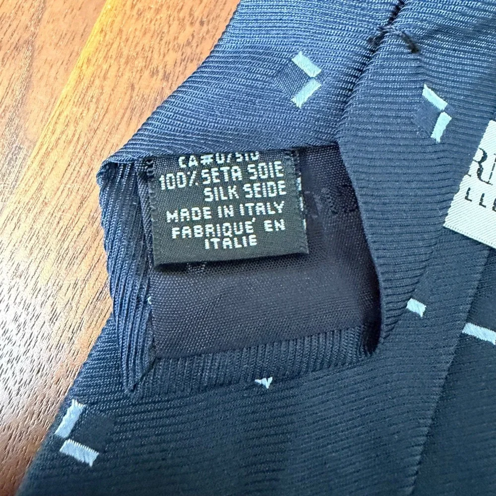 Armani Collezioni Silk Tie Navy Blue Geometric Italian Designer Menswear NWOT